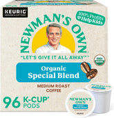 Newman's Own paquete frontal de 96 cápsulas K-Cup mostrando marca y conveniencia