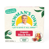Newman's Own frente del paquete mostrando 100 bolsitas y conservación