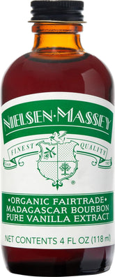 Nielsen-Massey botella frontal 4 oz mostrando diseño y presentación premium