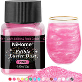 NiHome envase frontal rosa mostrando el polvo lustre y su color brillante