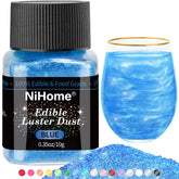 NiHome envase frontal del polvo brillo azul mostrando presentación profesional y uso fácil