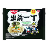 NISSIN empaque frontal del ramen tonkotsu mostrando información del sabor y conveniencia