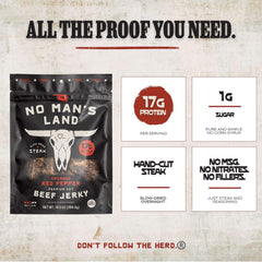 No Man's Land tiras en plato, textura masticable y sabor auténtico