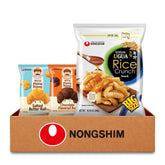 Nongshim caja frontal mostrando empaque atractivo y variedad de snacks