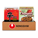Nongshim pack frontal mostrando las ocho unidades y variedad de sabores