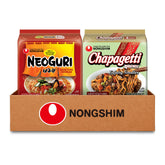 Nongshim pack frontal mostrando ambas variedades y conveniencia