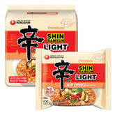 Nongshim Shin Ramyun Light frente del pack mostrando cuatro unidades y marca