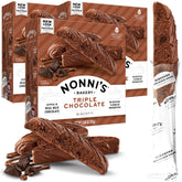 Nonni's caja frontal mostrando diseño y triple chocolate, destaca sabor gourmet