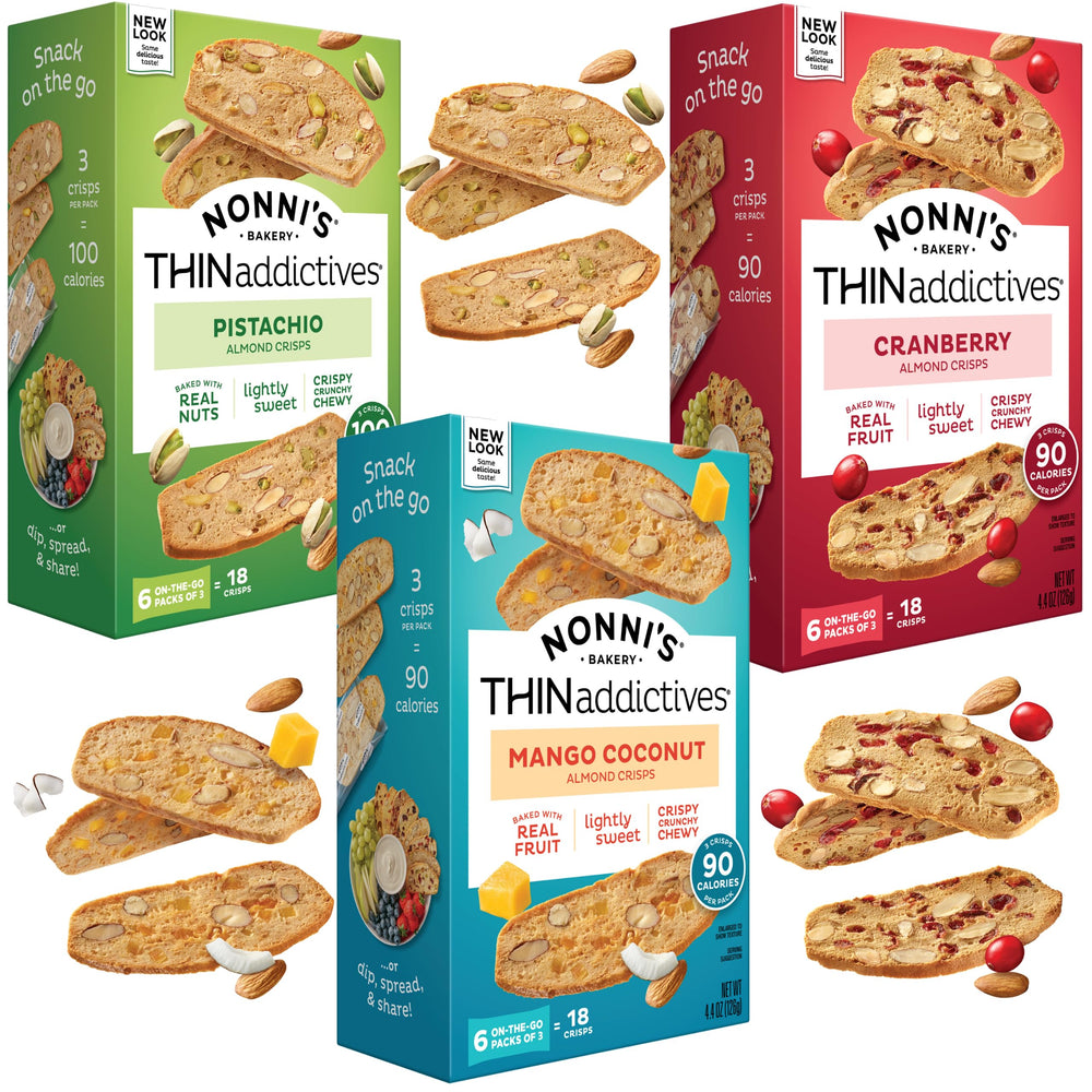 Nonni's empaque frontal del pack variedad, práctica presentación y frescura