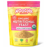 NOOCHA envase frontal de copos orgánicos mostrando etiqueta y beneficio de sabor