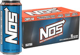 NOS lata frontal 16 oz mostrando diseño y tamaño, energía lista para usar