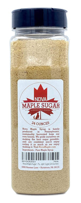Nova Maple Syrup envase frontal de 24 oz mostrando etiqueta clara y beneficios