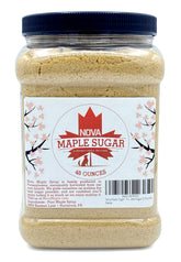 Nova Maple Sugar frente del envase mostrando presentación de 3 libras y pureza