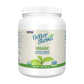 NOW BetterStevia envase frontal mostrando tamaño y certificaciones, fácil ahorro