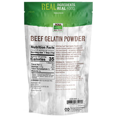 NOW gelatina polvo textura primer plano, muestra disolución rápida