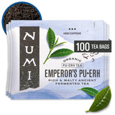 Numi caja frontal mostrando 100 bolsitas y beneficios sostenibles