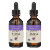 NuNaturals pack frontal de dos frascos de stevia líquida clara mostrando presentación