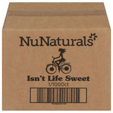 NuNaturals frente del paquete con diseño claro y práctica porción