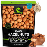Nut Cravings bolsa frente mostrando avellanas crudas frescas y auténticas