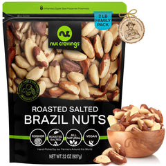 Nut Cravings paquete frontal mostrando 2 lb y cierre resellable, práctico
