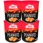 Nut Harvest lata frontal de Flamin' Hot Peanuts mostrando etiqueta y conveniencia