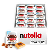 Nutella vista frontal en taza individual, porción lista y práctica