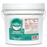 Nutiva galón frontal mostrando envase y rendimiento práctico