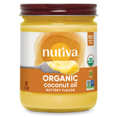 Nutiva frasco frente mostrando 14 fl oz y beneficio versátil en cocina