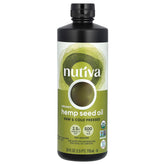 Nutiva frasco frontal mostrando etiqueta orgánica y tamaño 24 oz, calidad fiable