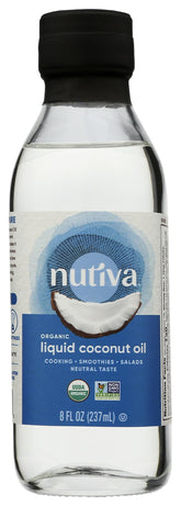 Nutiva frasco frontal mostrando envase orgánico y práctico uso