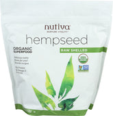 Nutiva envase frontal 19 oz mostrando etiqueta orgánica y beneficio nutricional
