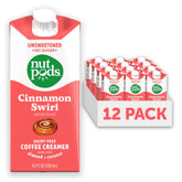 nutpods frasco frontal mostrando diseño y sabor cinnamon swirl, conveniencia
