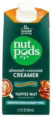 nutpods envase frontal toffee nut 11 fl oz con etiqueta clara