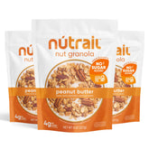 NuTrail empaque frontal que muestra granola sin azúcar añadido y beneficio de conveniencia
