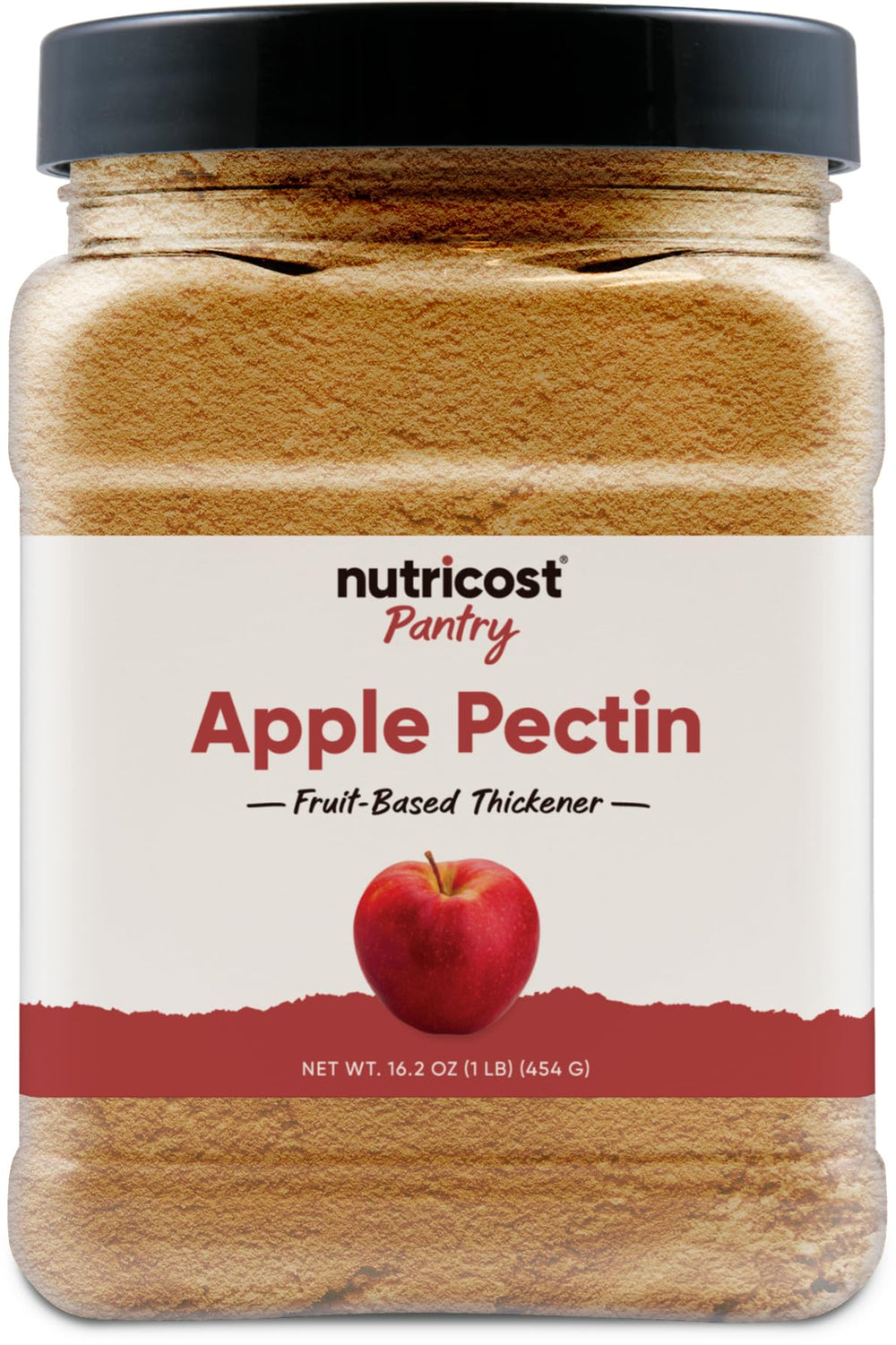 Nutricost pectina envase frontal mostrando el tamaño y beneficio conveniencia