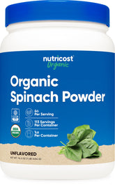 Nutricost envase frontal de polvo de espinaca orgánica para uso diario