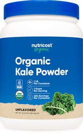 Nutricost polvo de kale frente del envase mostrando presentación y cantidad