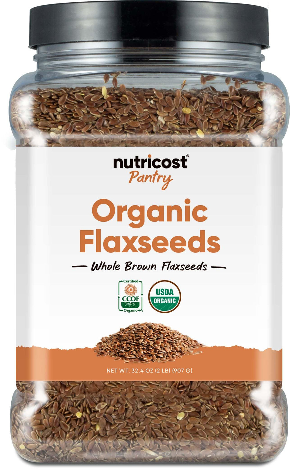 Nutricost paquete frontal mostrando cantidad y sello orgánico