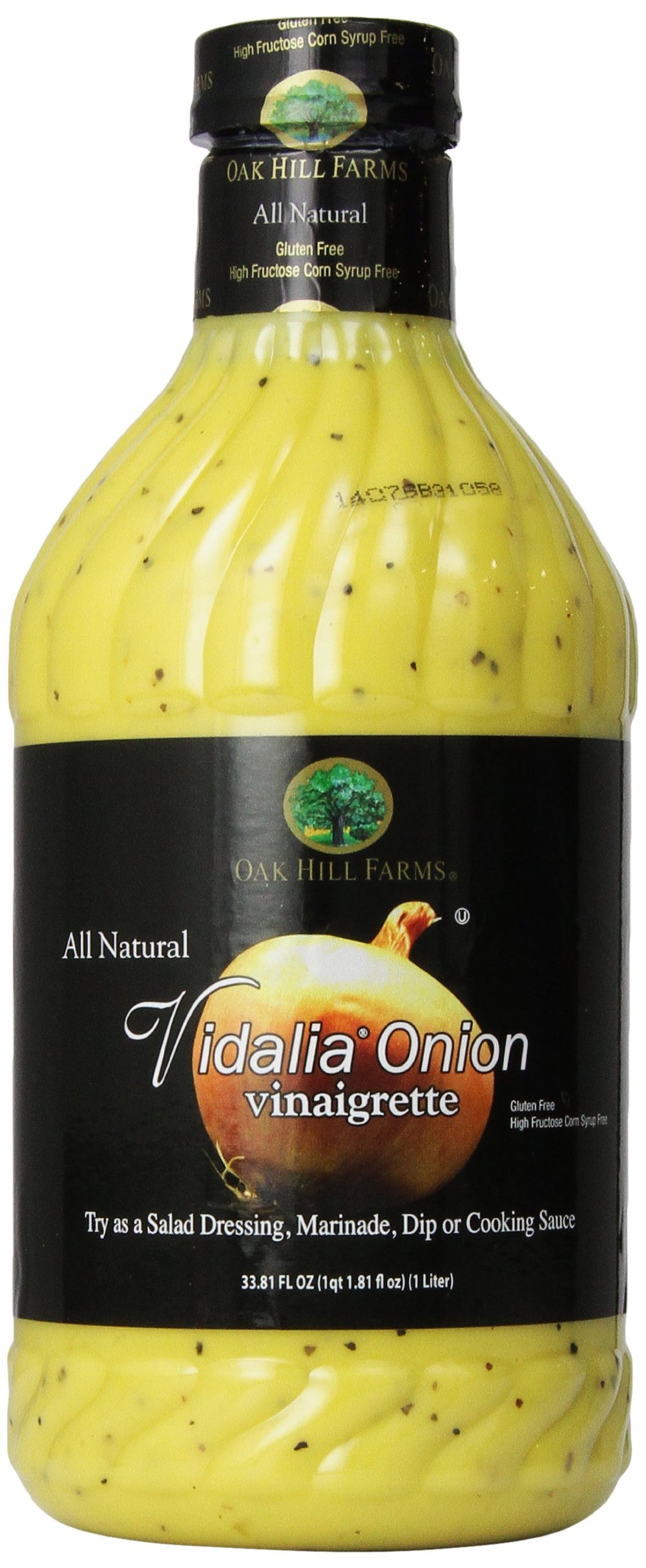 Oak Hill Farms botella frente mostrando diseño y tamaño