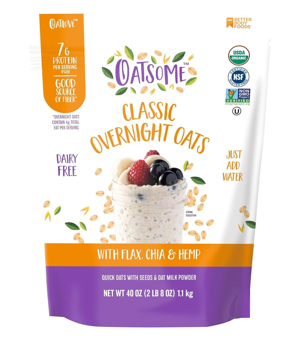 Oatsome paquete frontal grande mostrando tamaño de 2.5 lb y conveniencia