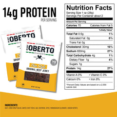 Oberto tira de jerky en primer plano destaca masticabilidad y sabor