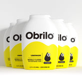 Obrilo pack frontal de 5 botellas mostrando el diseño y conveniencia