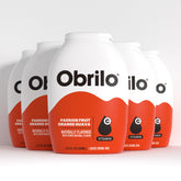Obrilo botella frontal con etiqueta visible y sabor maracuyá-guayaba, práctico y sin calorías