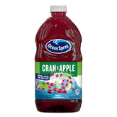 Ocean Spray Cran-Apple vista frontal con botella grande y color vibrante, ideal para servir