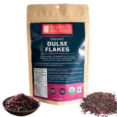 Ocean's Balance muestra frontal del paquete de copos de dulse, fácil de almacenar