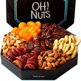 Oh! Nuts lata hexagonal frontal mostrando las 7 secciones y variedad