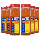 OLD BAY frente del contenedor mostrando etiqueta y tamaño práctico