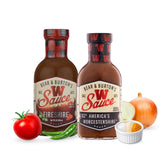 Old Florida Sauce Co. frente del pack mostrando ambas botellas y diseño