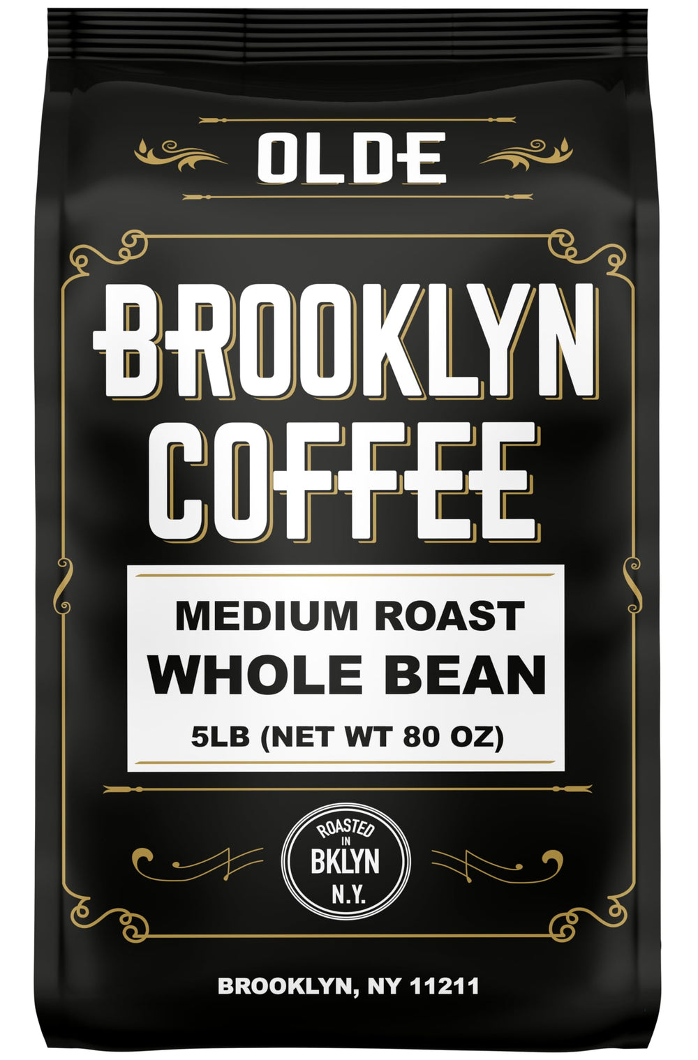 OLDE BROOKLYN COFFEE frente del paquete mostrando diseño y tamaño, conveniencia