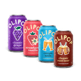 OLIPOP pack frontal Favoritos mostrando las cuatro latas y variedad de sabores